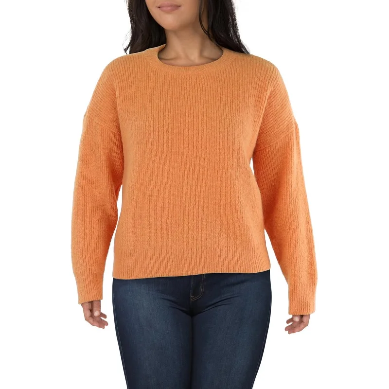 Women's Wool Pullovers-Plus Womens Ribbed Work Day Wear Pullover Sweater