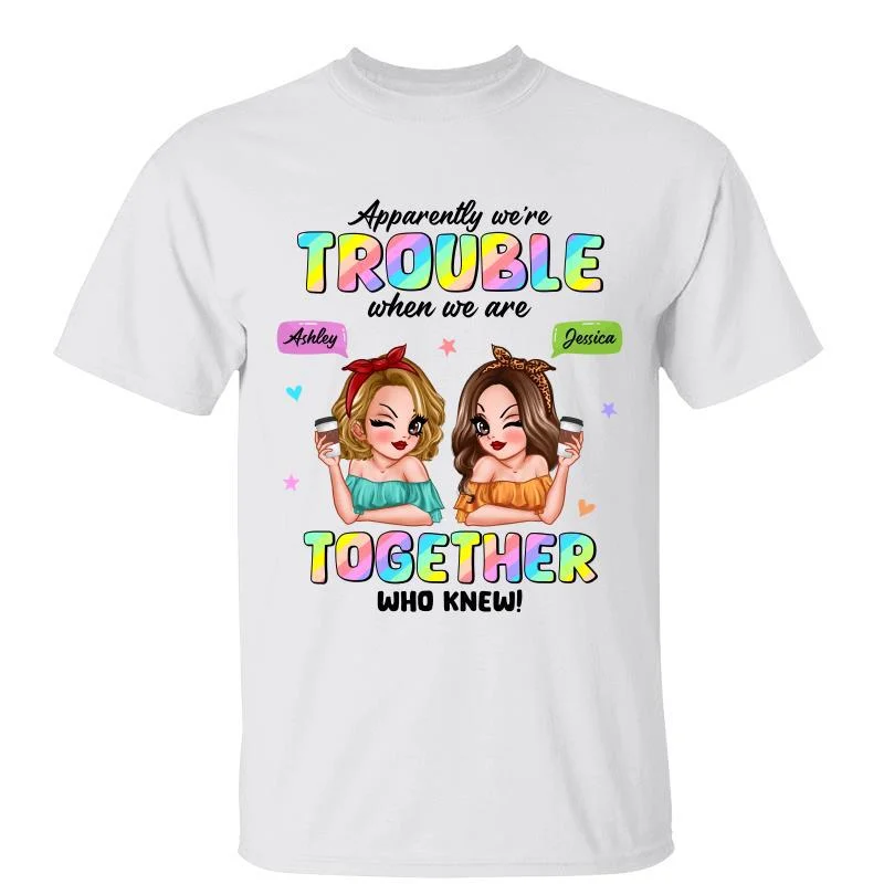 Women's Animal Print T-Shirts-Trouble Together Pretty Besties Gift For Best Friends Personalized Shirt