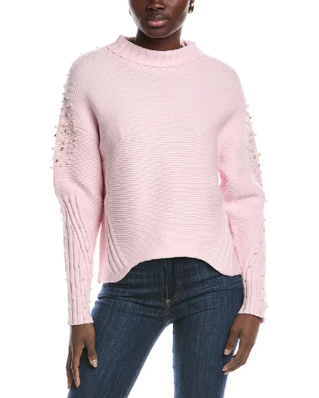 Women's Tulle Floral Pullovers-Gracia Beaded Sweater