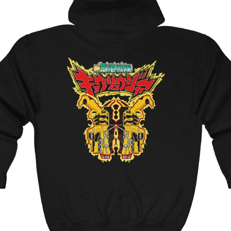 Women's Split Sleeve Hoodies-Kyoryuger Blasters Full Zip Hoodie Super Sentai T Shirt Custom Graphic Art Cosplay Shirts Power Rangers Retro Vintage 90s Tee