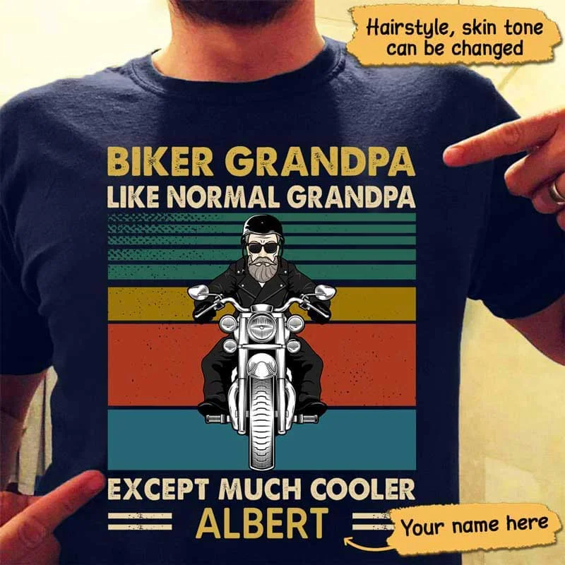 Women's Longline T-Shirts-Biker Grandpa Cooler Grandpa Personalized Shirt