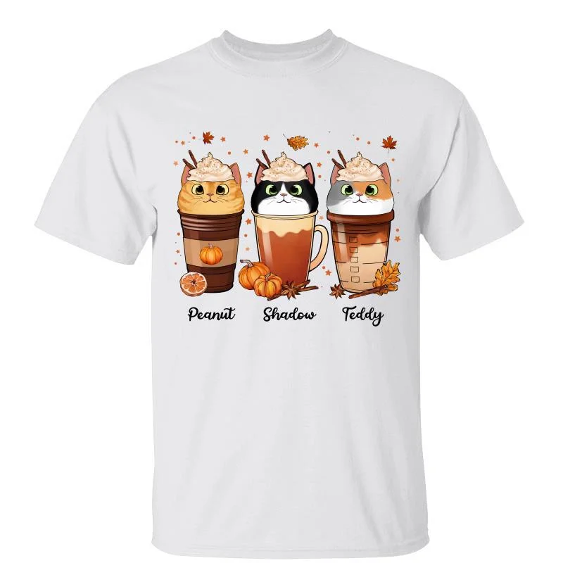 Women's UV Protection T-Shirts-Fall Season Pumpkin Spice Latte Fluffy Cats Personalized Shirt