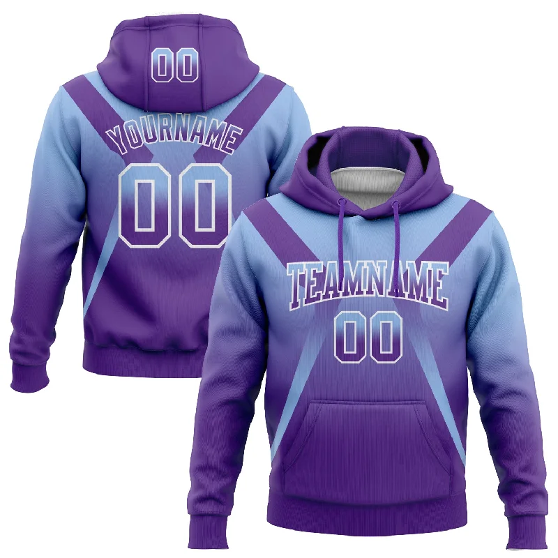 Women's Stretch Hoodies-Custom Stitched Light Blue Purple-White Fade Fashion Arrow Sports Pullover Sweatshirt Hoodie