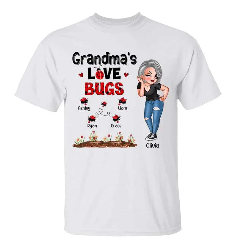 Women's Sheer T-Shirts-Sassy Woman Grandma‘s Love Bugs Personalized Shirt