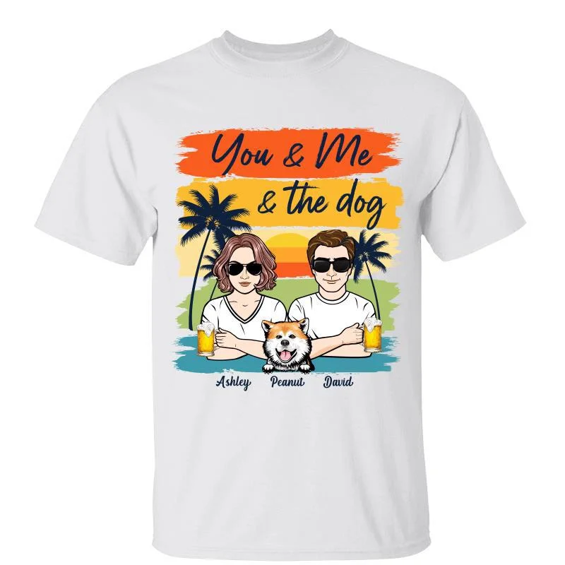 Women's Beaded T-Shirts-Retro Summer Couple You Me And The Dogs Personalized Shirt