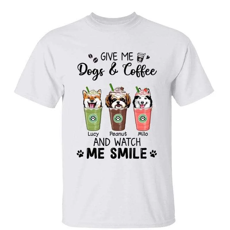 Women's Slim Fit T-Shirts-Give Me Dogs And Coffee Dog Mom Personalized Shirt