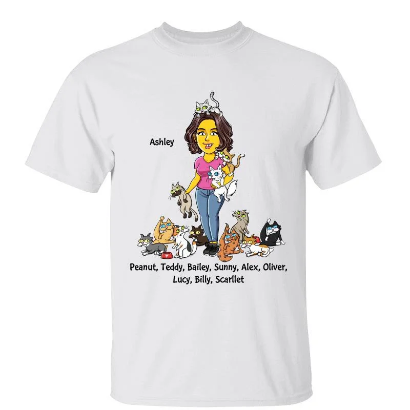 Women's Scoop Neck T-Shirts-Cat Mom Yellow Girl Gift Personalized Shirt