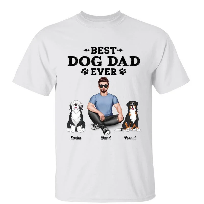 Women's Burnout T-Shirts-Best Dog Dad Ever Cute Sitting Dog Personalized Shirt