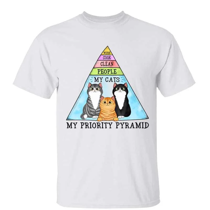 Women's Cinched Waist T-Shirts-Priority Pyramid Fluffy Cat Personalized Shirt