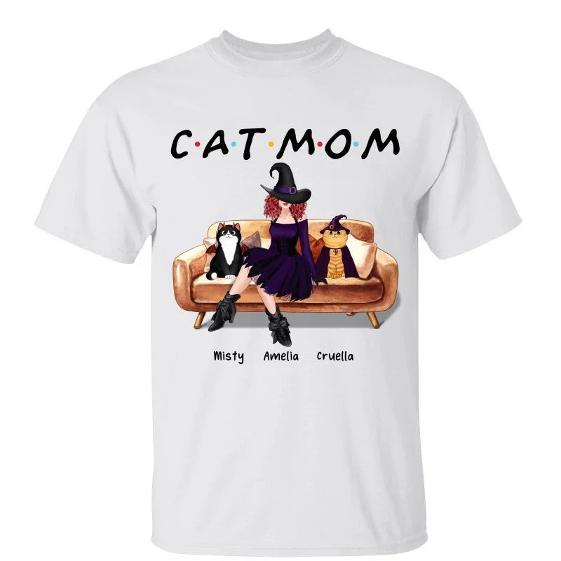 Women's Camouflage T-Shirts-Cat Mom Colorful Halloween Personalized Shirt