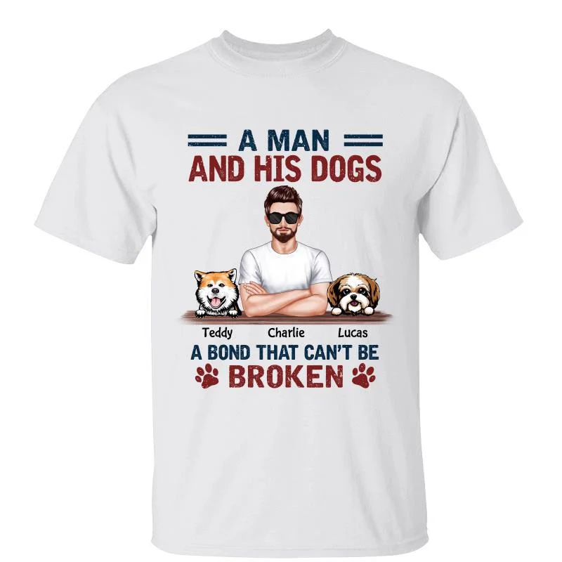 Women's Abstract Print T-Shirts-Real Man & His Dog Bond Can‘t Be Broken Personalized Shirt