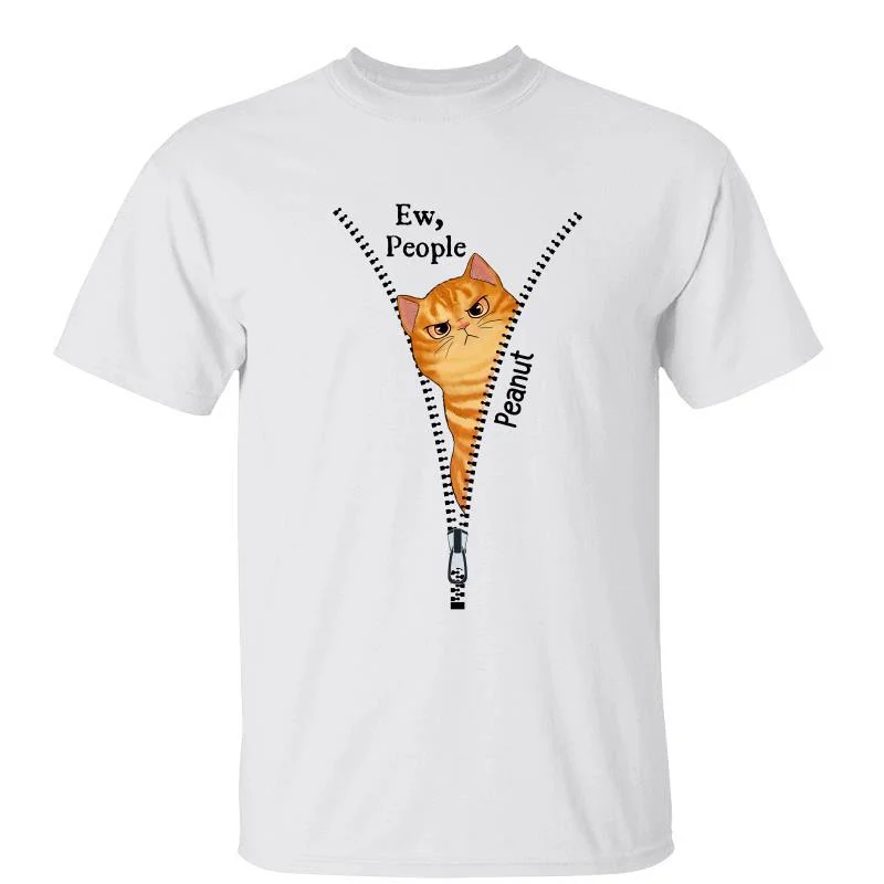 Women's Deconstructed T-Shirts-Eww People Funny Fluffy Cat Personalized Shirt