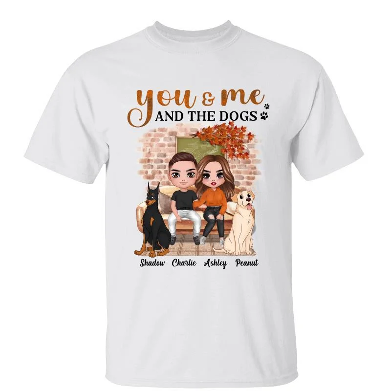 Women's Breathable T-Shirts-Couple And Dog Fall Season Personalized Shirt