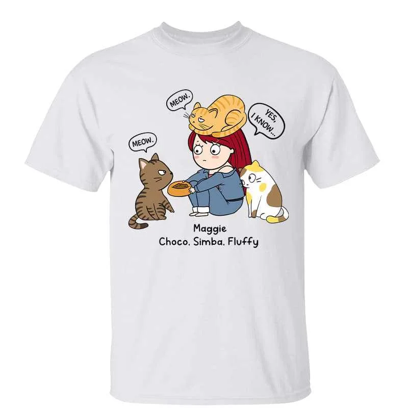 Women's Frill Detail T-Shirts-Cat Mom Yes I Know Funny Personalized Shirt