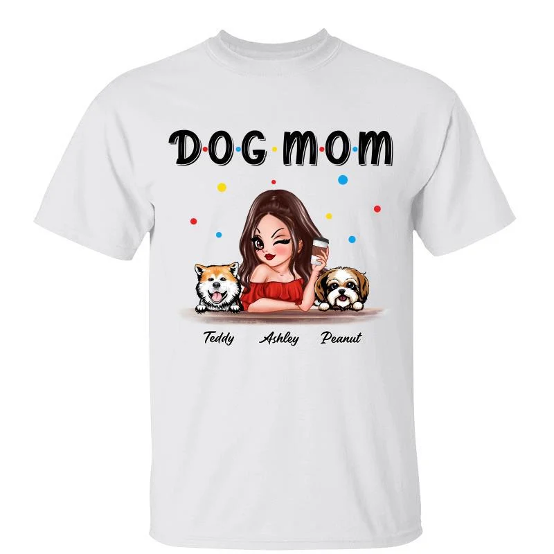 Women's Midi T-Shirts-Dog Mom Colorful Personalized Shirt