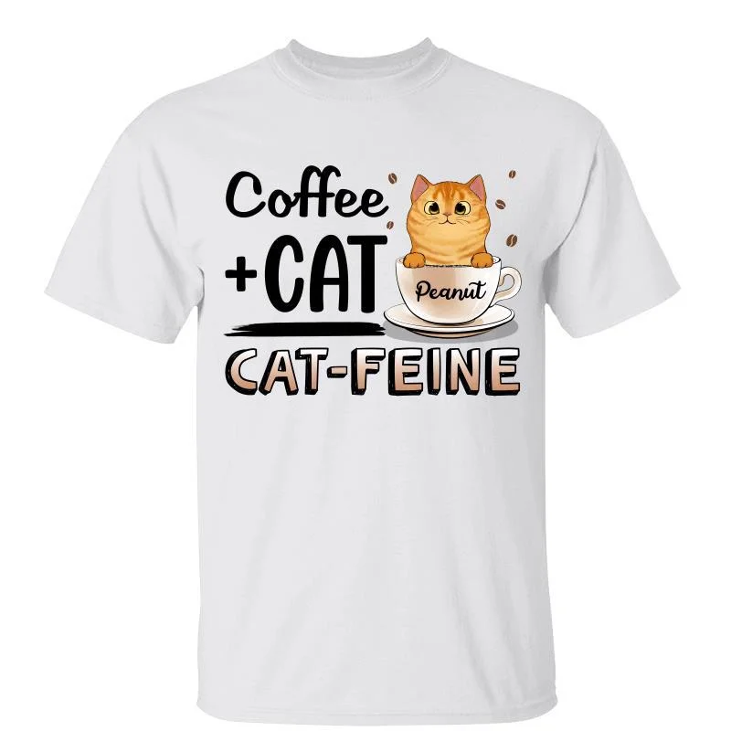 Women's Artistic T-Shirts-Coffee And Cats Cat-Feine Personalized Shirt