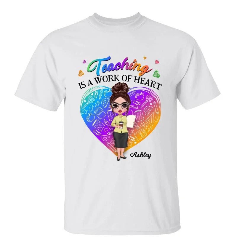 Women's UV Protection T-Shirts-Galaxy Heart Doll Teacher Teaching Is A Work Of Heart Personalized Shirt