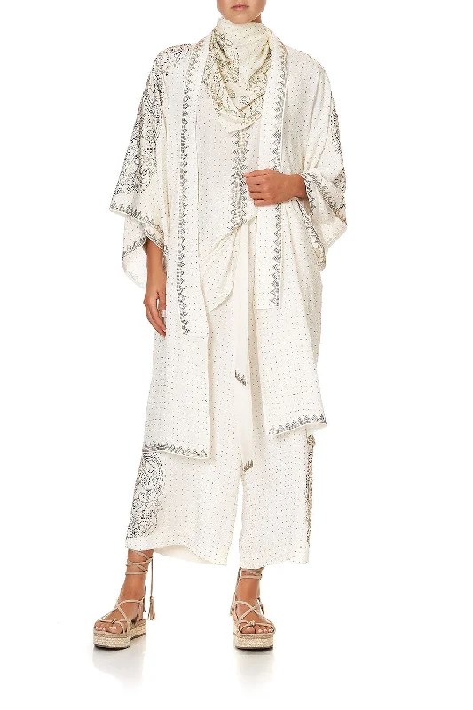 Women's Casual Jackets-MID LENGTH KIMONO COAT LUXE CREAM