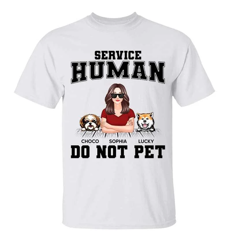 Women's Funny T-Shirts-Service Human Real Woman & Dog Personalized Shirt