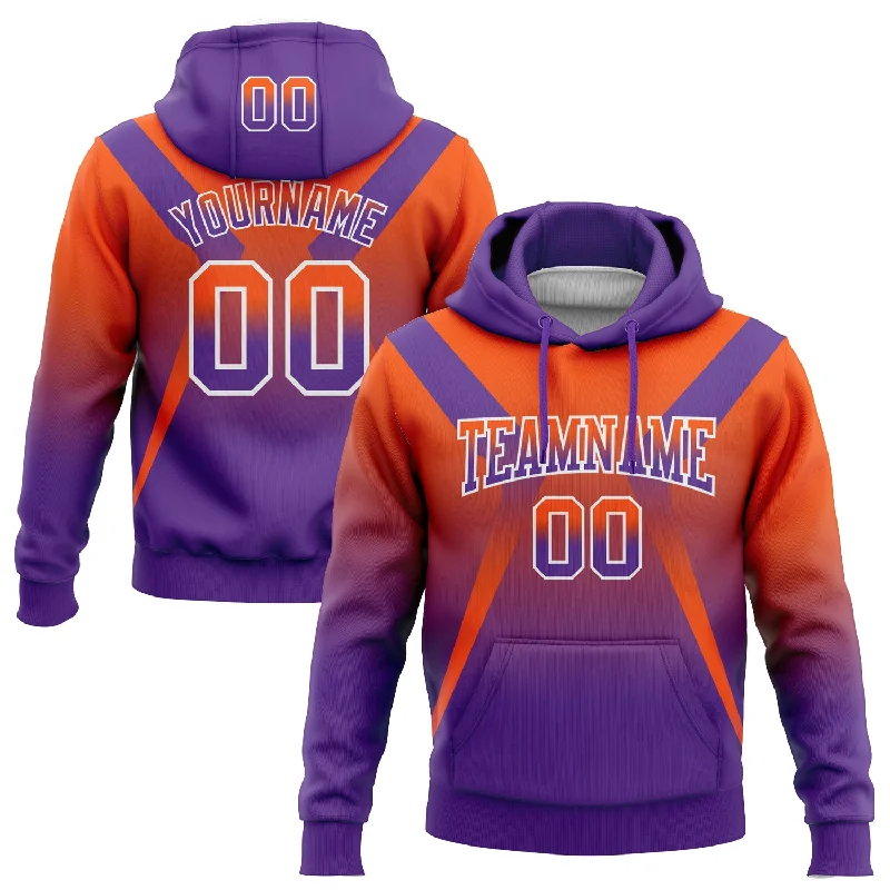 Women's Structured Fit Hoodies-Custom Stitched Orange Purple-White Fade Fashion Arrow Sports Pullover Sweatshirt Hoodie