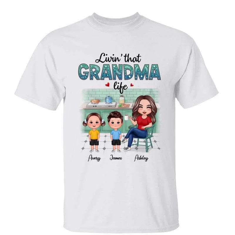 Women's Plus Size T-Shirts-Livin‘ Grandma Life Kitchen Family Gift Personalized Shirt