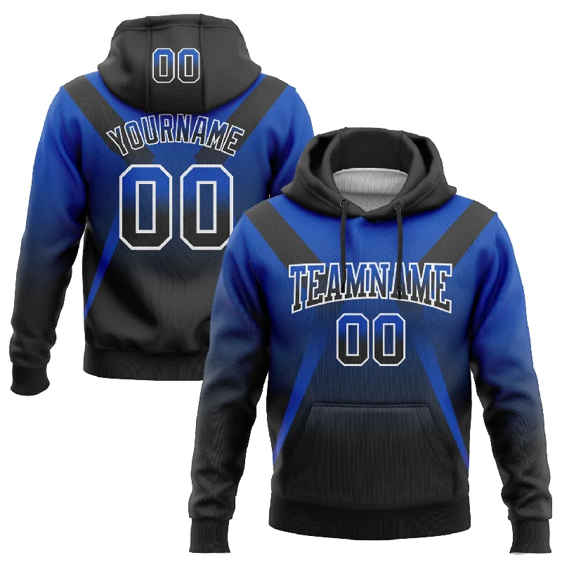 Women's Vintage Hoodies-Custom Stitched Thunder Blue Black-White Fade Fashion Arrow Sports Pullover Sweatshirt Hoodie