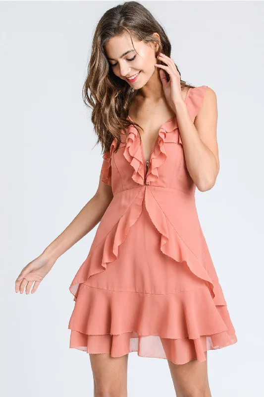 Storia dusty rose ruffle dress