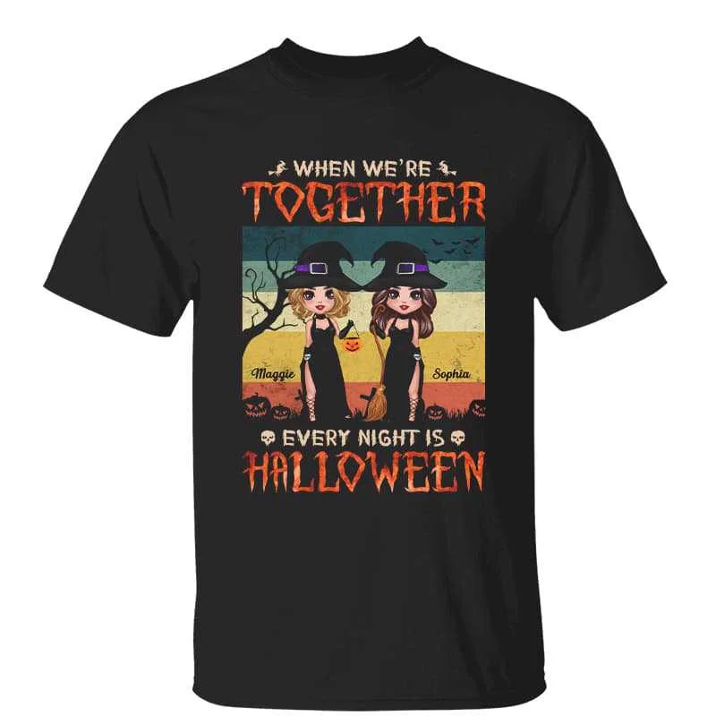 Women's Velvet T-Shirts-Every Night Is Halloween Best Friends Personalized Shirt