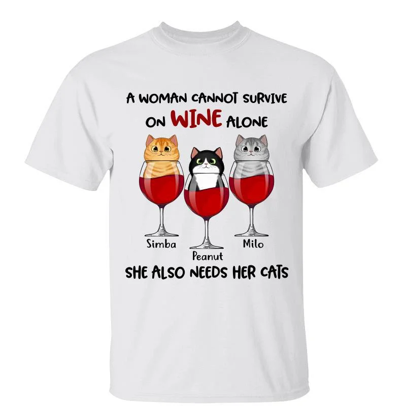 Women's Batwing Sleeve T-Shirts-Cat Wine Lover Coffee Cat Mom Personalized Shirt