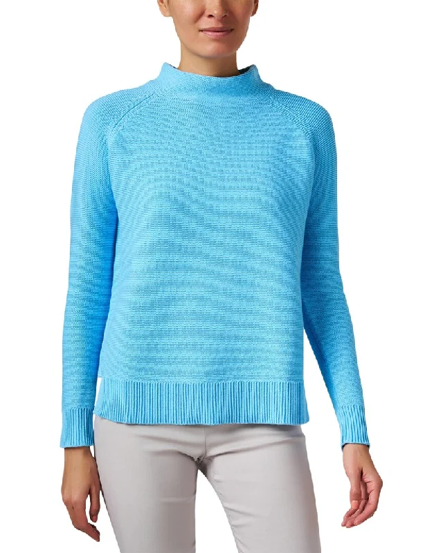 Women's Waterproof Pullovers-Kinross Garter Stitch Cotton Sweater