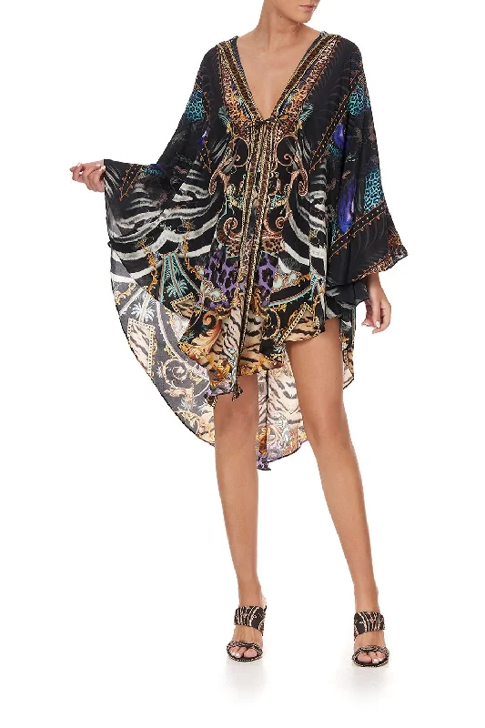 Women's Ethnic Print Jackets-SHAPED HEM LAYER WITH HOOD SHES GOT GRACE