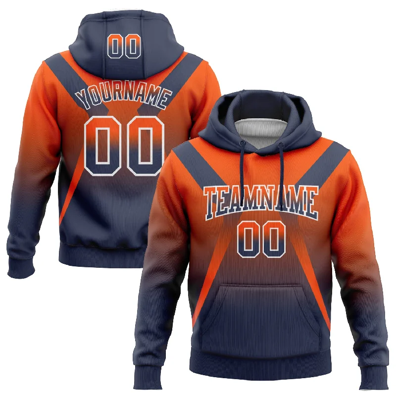 Women's Thermal Hoodies-Custom Stitched Orange Navy-White Fade Fashion Arrow Sports Pullover Sweatshirt Hoodie