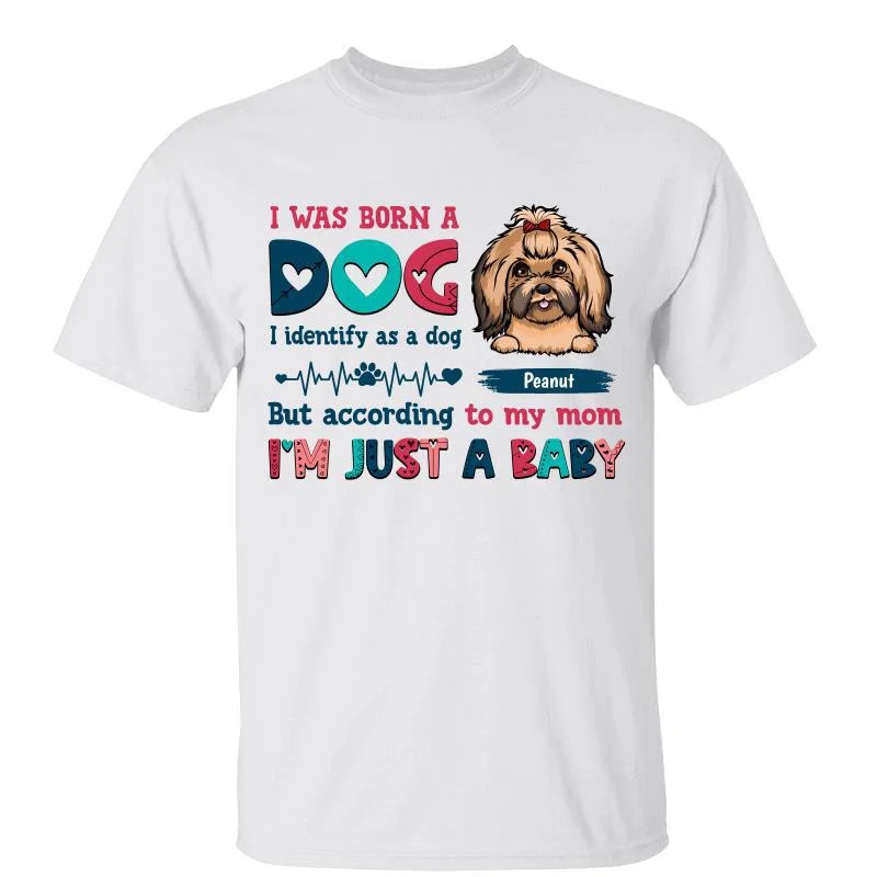 Women's Ethnic Print T-Shirts-I‘m Just A Baby Dog Mom Personalized Shirt