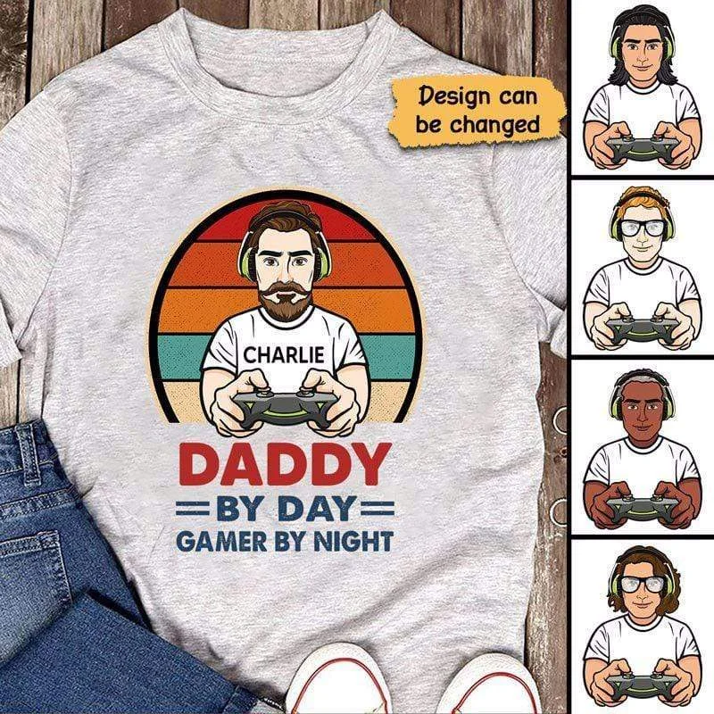 Women's Double Layer T-Shirts-Daddy By Day Gamer By Night Personalized Shirt