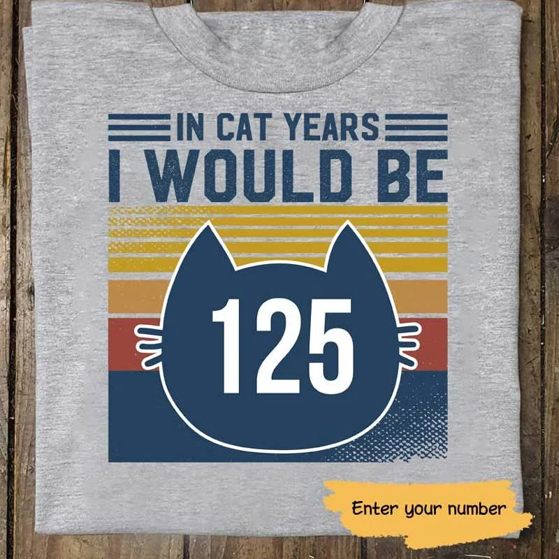 Women's Neon T-Shirts-Birthday Cat Years Old Retro Personalized Cat Shirt