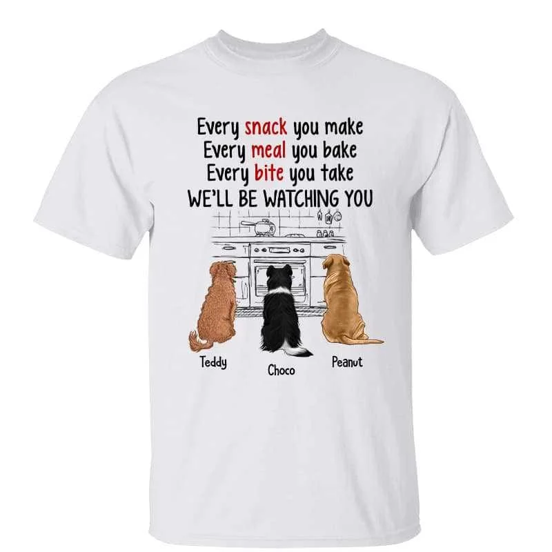 Women's Sheer Panel T-Shirts-Dog Back View Will Be Watching You Gift for Dog Lover Personalized Shirt