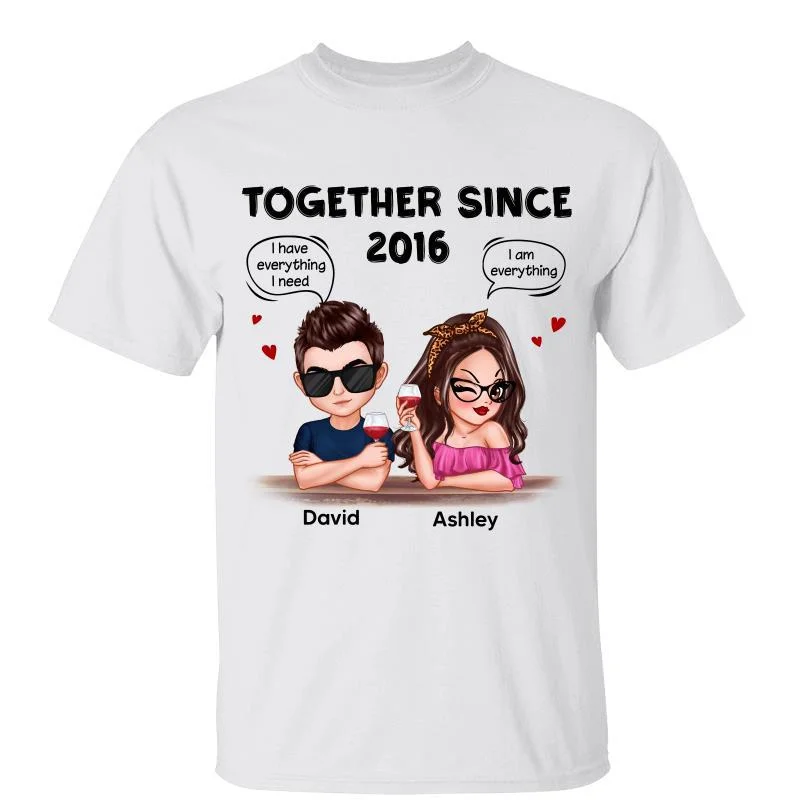 Women's Trapeze T-Shirts-Couple Funny Conversation Anniversary Gift For Him For Her Personalized Shirt