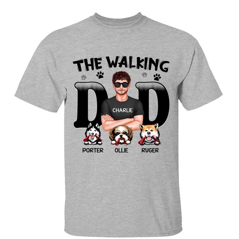 Women's Leopard Print T-Shirts-The Walking Dad Real Man & Dog Personalized Shirt