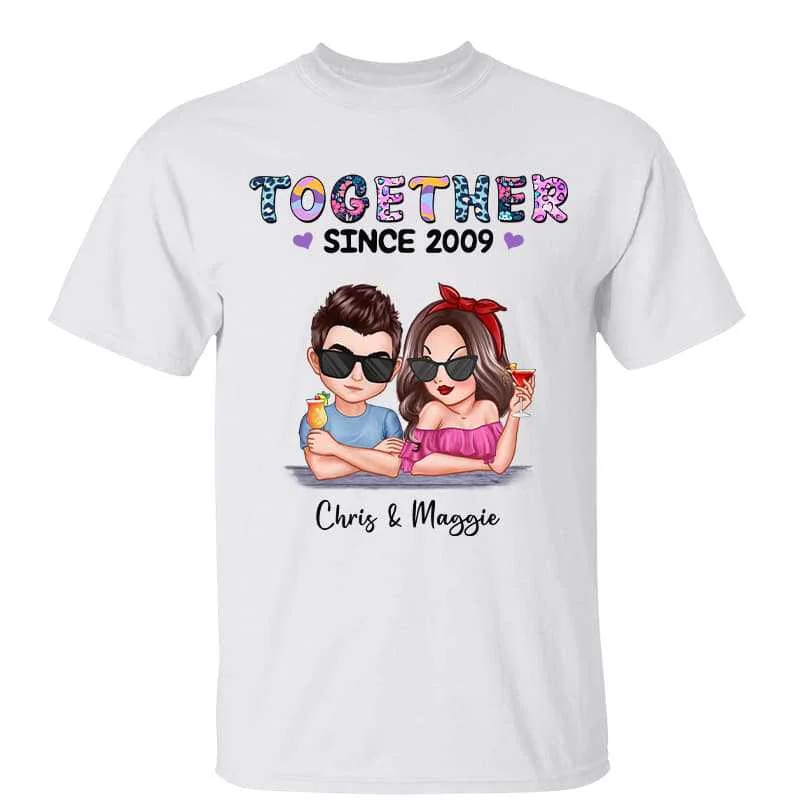 Women's Oversized T-Shirts-Cool Couple Together Since Anniversary Gift For Him For Her Personalized Shirt