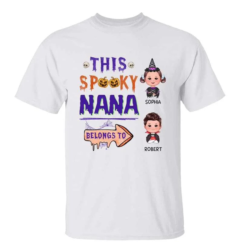 Women's Bamboo T-Shirts-Spooky Mom Grandma Belongs To Personalized Shirt