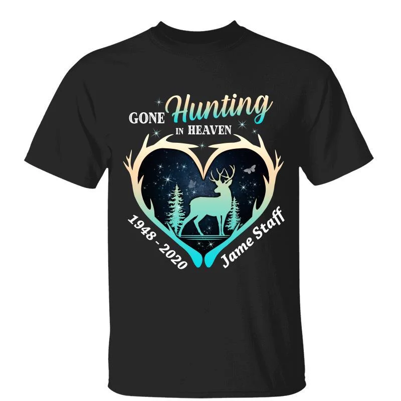 Women's Color Block T-Shirts-Gone Hunting In Heaven Memorial Personalized Shirt