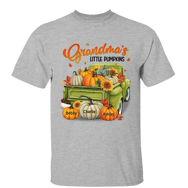 Women's Tie Neck T-Shirts-Fall Season Green Truck Grandma Personalized Shirt