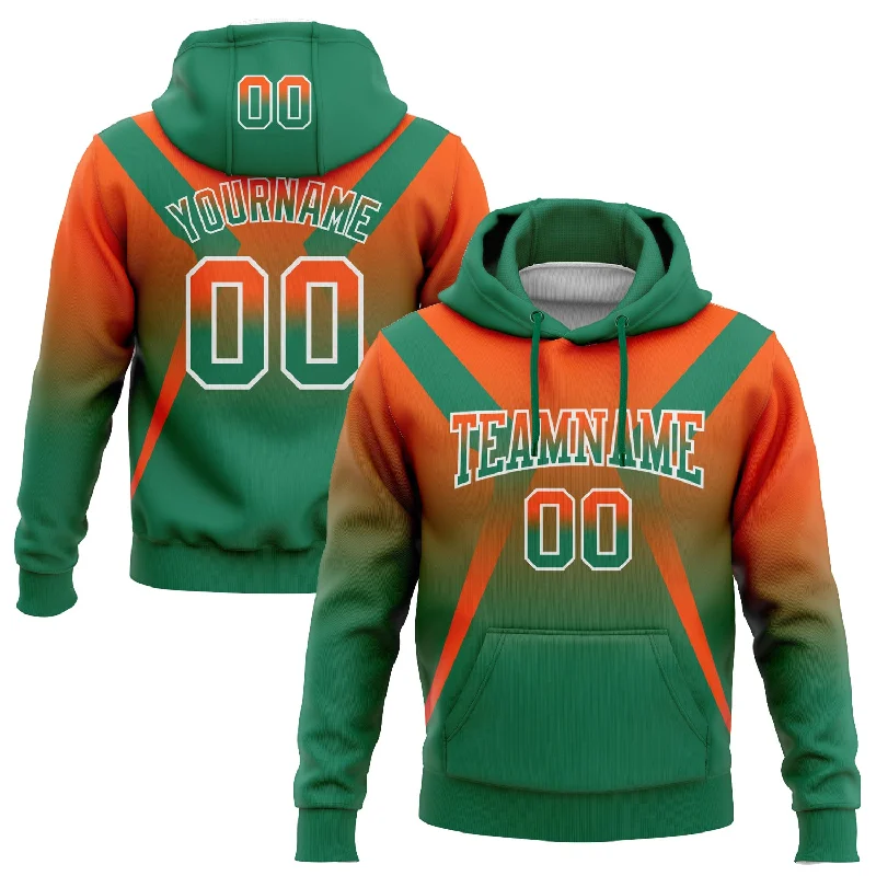 Women's Split Hem Hoodies-Custom Stitched Orange Kelly Green-White Fade Fashion Arrow Sports Pullover Sweatshirt Hoodie