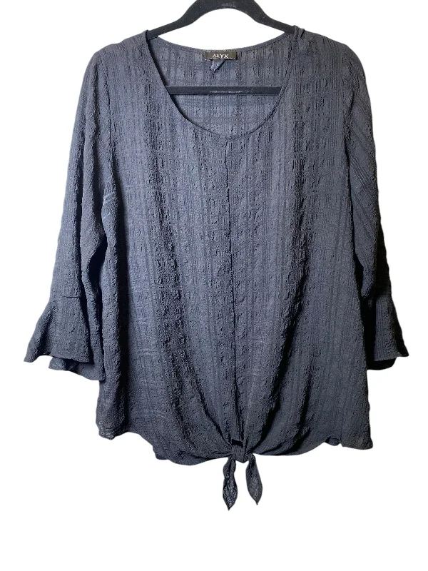 Women's Button-Up Blouses-Top Long Sleeve By Alyx In Black, Size: Xl