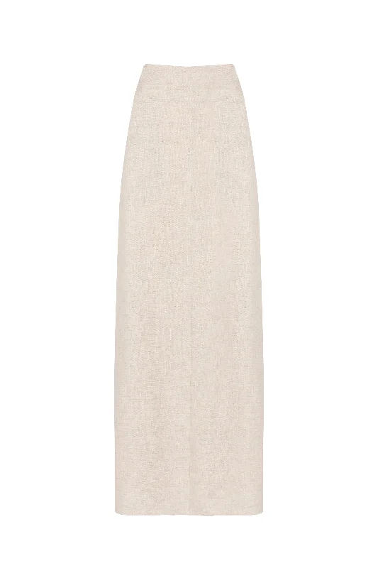 Women's Double Layer Skirts-'Isla' Linen Maxi Skirt - Stone