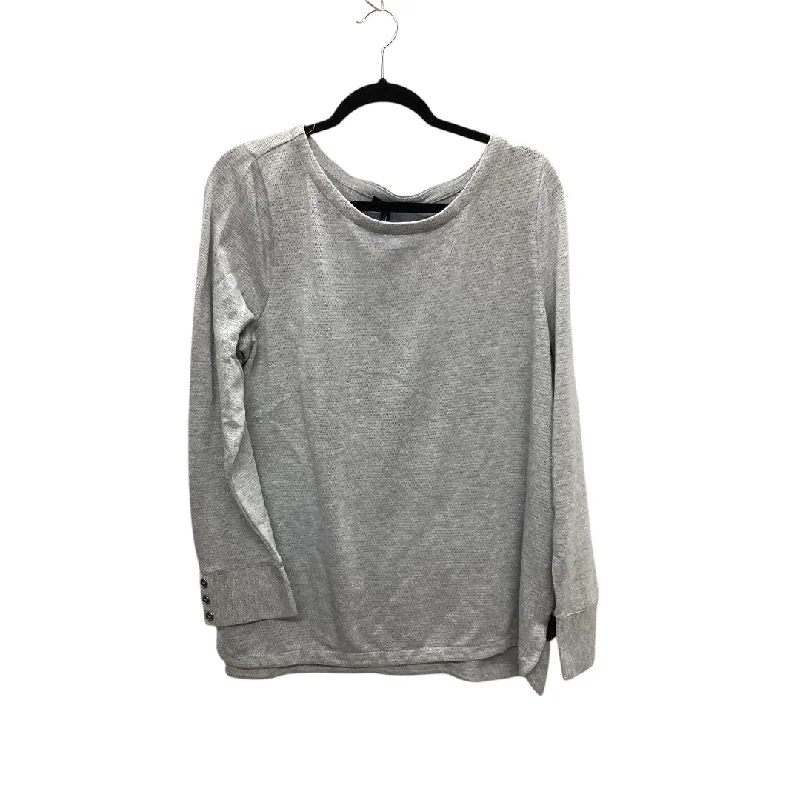 Women's Applique Shirts-Top Long Sleeve By Talbots In Grey, Size: Xl