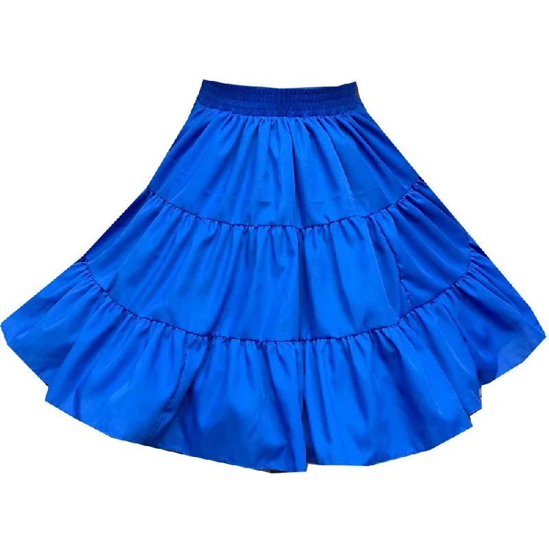 Women's Zip-Up Ruffle Skirts-Basic 3 Tier Square Dance Skirt