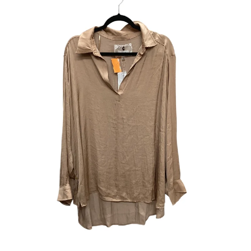 Women's Puff Sleeve Blouses-Top Long Sleeve By Cupio In Tan, Size: 3x