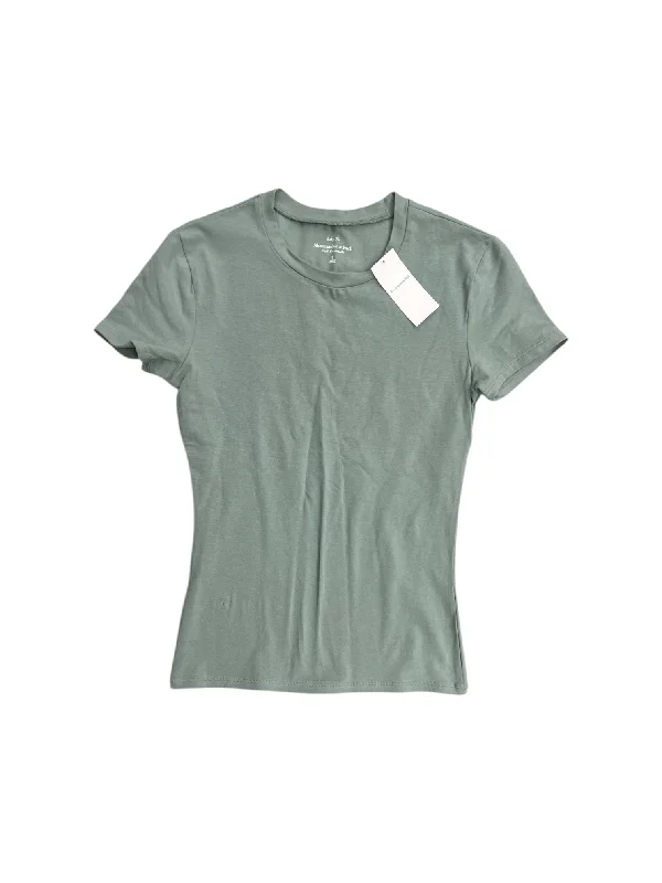 Women's Retro Blouses-Top Short Sleeve Basic By Abercrombie And Fitch In Green, Size: S