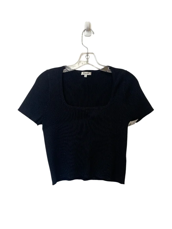 Women's Crocheted Shirts-Top Short Sleeve By Madewell In Black, Size: Xl